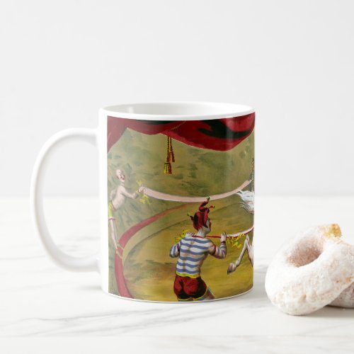 Circus Poster Showing Acrobat Performing On Horse Coffee Mug