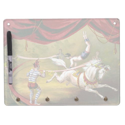 Circus Poster Showing Acrobat Performing On Horse Dry Erase Board With Keychain Holder