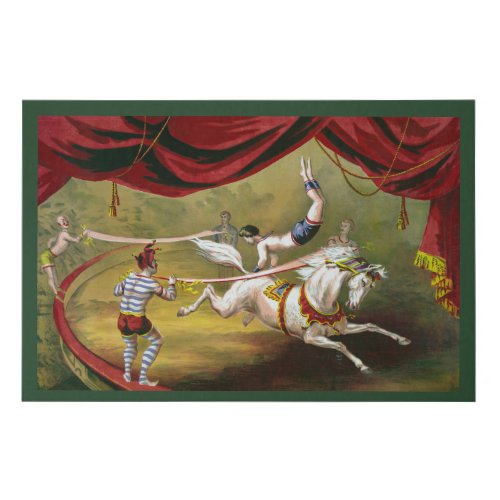 Circus Poster Showing Acrobat Performing On Horse Faux Canvas Print