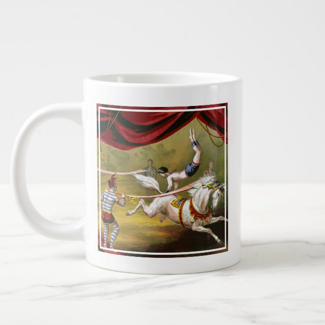 Circus Poster Showing Acrobat Performing On Horse. Giant Coffee Mug (Left)