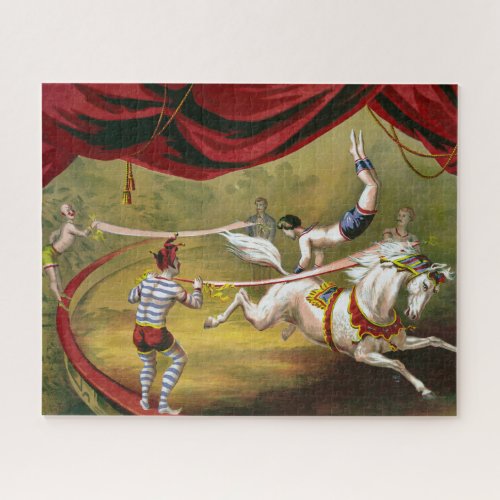 Circus Poster Showing Acrobat Performing On Horse Jigsaw Puzzle