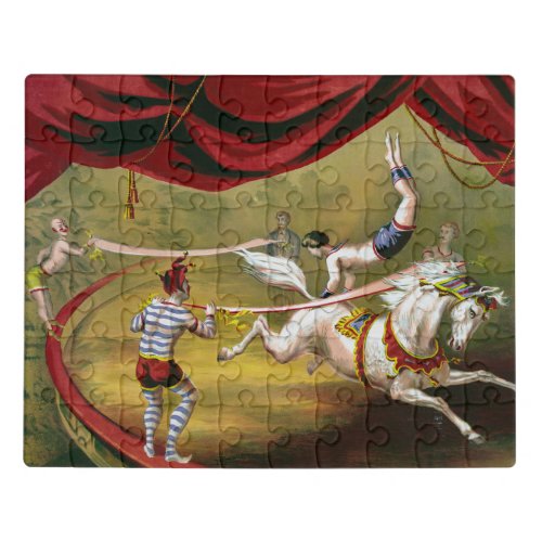Circus Poster Showing Acrobat Performing On Horse Jigsaw Puzzle
