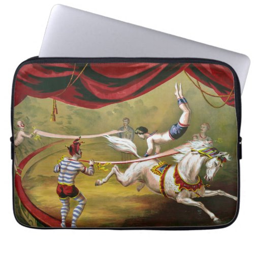 Circus Poster Showing Acrobat Performing On Horse Laptop Sleeve