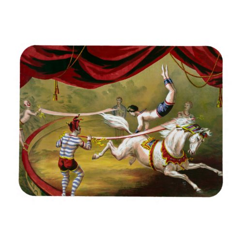 Circus Poster Showing Acrobat Performing On Horse Magnet