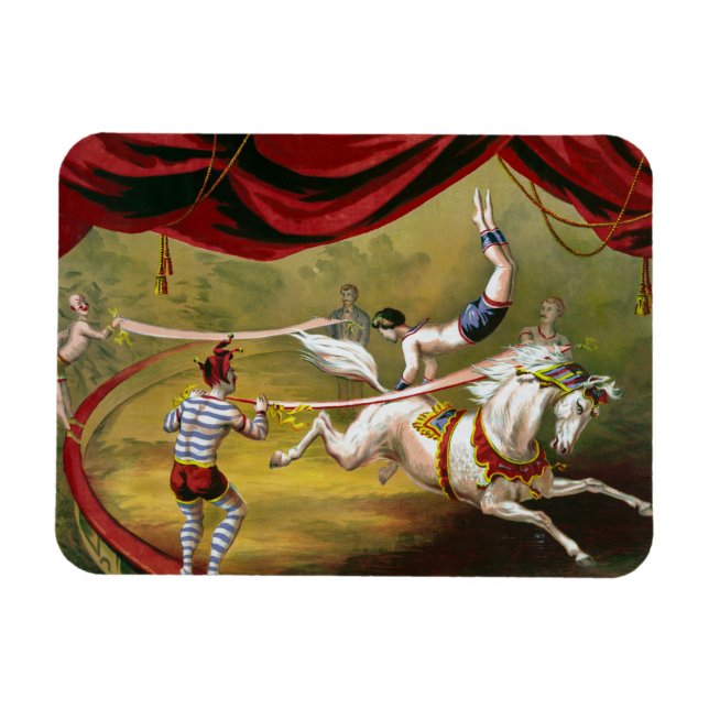 Circus Poster Showing Acrobat Performing On Horse. Magnet (Horizontal)