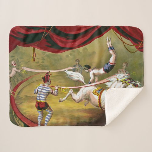 Circus Poster Showing Acrobat Performing On Horse Sherpa Blanket