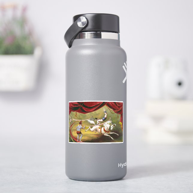Circus Poster Showing Acrobat Performing On Horse. Sticker (HydroFlask)
