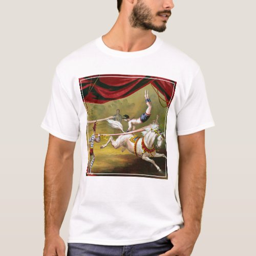 Circus Poster Showing Acrobat Performing On Horse T_Shirt
