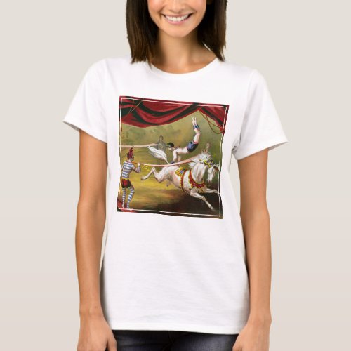 Circus Poster Showing Acrobat Performing On Horse T_Shirt