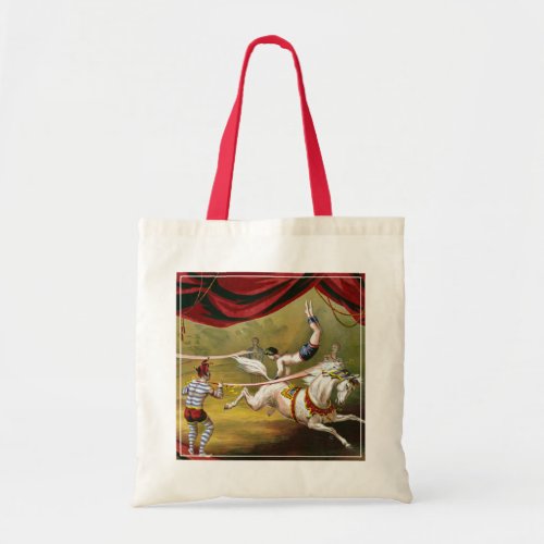 Circus Poster Showing Acrobat Performing On Horse Tote Bag