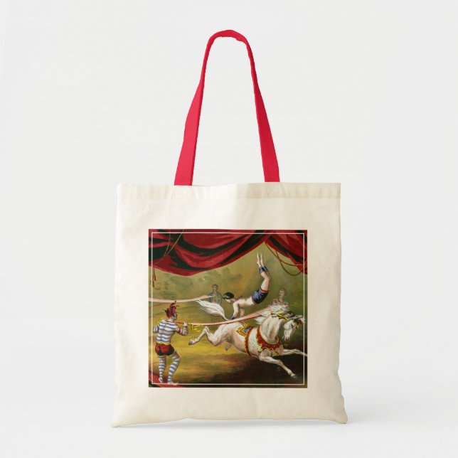 Circus Poster Showing Acrobat Performing On Horse. Tote Bag (Front)