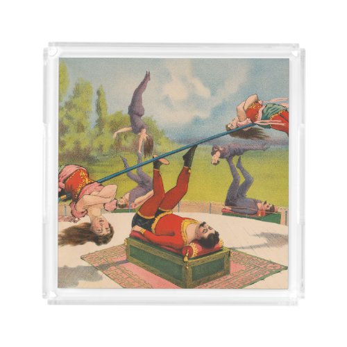 Circus Poster Showing Acrobatic Acts Circa 1899 Acrylic Tray