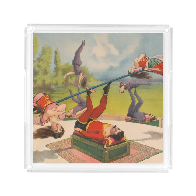 Circus Poster Showing Acrobatic Acts, Circa 1899. Acrylic Tray (Front)