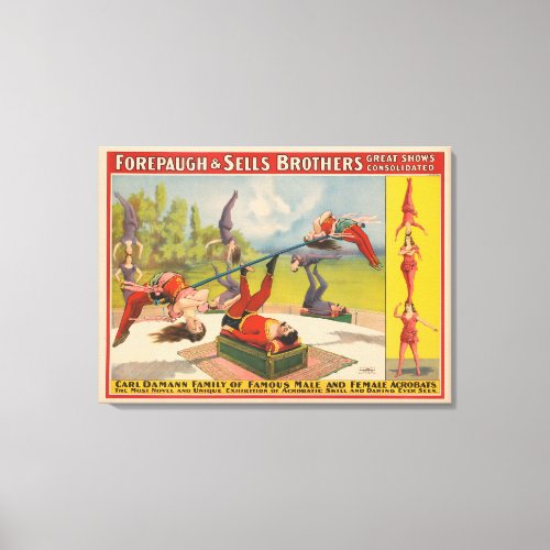 Circus Poster Showing Acrobatic Acts Circa 1899 Canvas Print