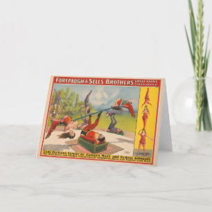 Circus Poster Showing Acrobatic Acts, Circa 1899. Card