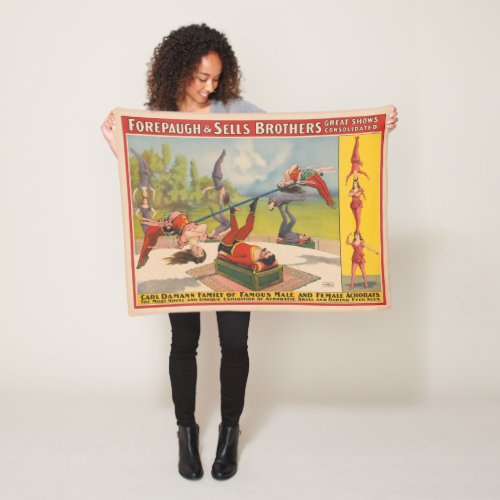 Circus Poster Showing Acrobatic Acts Circa 1899 Fleece Blanket