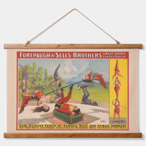 Circus Poster Showing Acrobatic Acts Circa 1899 Hanging Tapestry