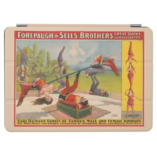 Circus Poster Showing Acrobatic Acts Circa 1899 iPad Air Cover