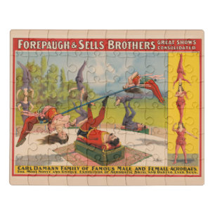 Circus Poster Showing Acrobatic Acts, Circa 1899. Jigsaw Puzzle