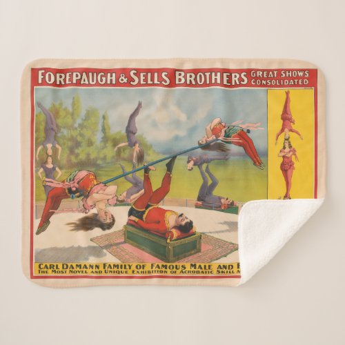 Circus Poster Showing Acrobatic Acts Circa 1899 Sherpa Blanket