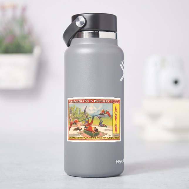 Circus Poster Showing Acrobatic Acts, Circa 1899. Sticker (HydroFlask)