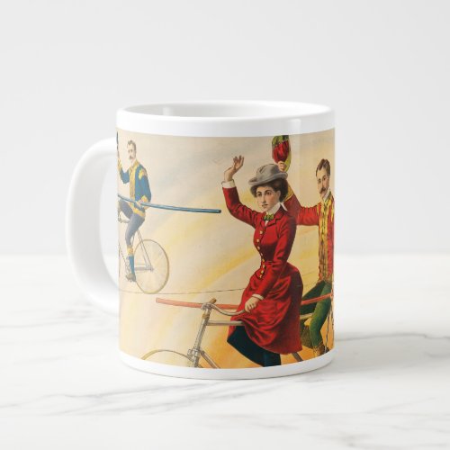 Circus Poster Showing Bicycle Riders On Tightrope Giant Coffee Mug