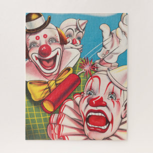 Circus Poster Showing Clown Faces And Fire Cracker Jigsaw Puzzle