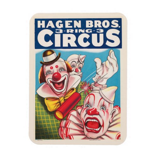 Circus Poster Showing Clown Faces And Fire Cracker Magnet