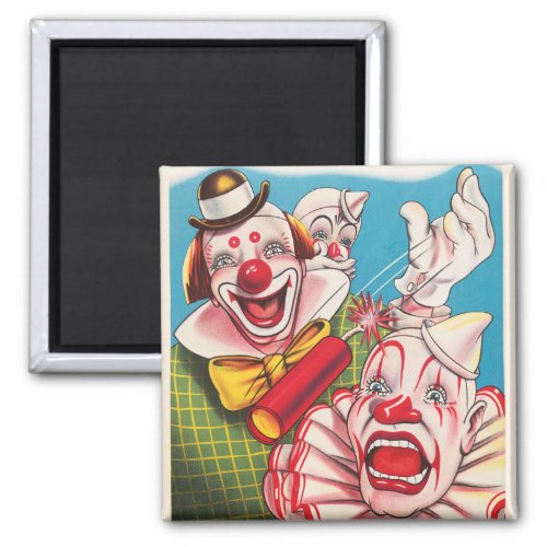 Circus Poster Showing Clown Faces And Fire Cracker Magnet