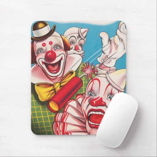 Circus Poster Showing Clown Faces And Fire Cracker Mouse Pad