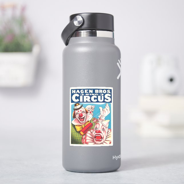 Circus Poster Showing Clown Faces And Fire Cracker Sticker (HydroFlask)