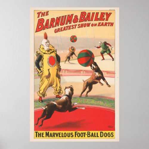 Circus Poster Showing Clowns With Performing Dogs