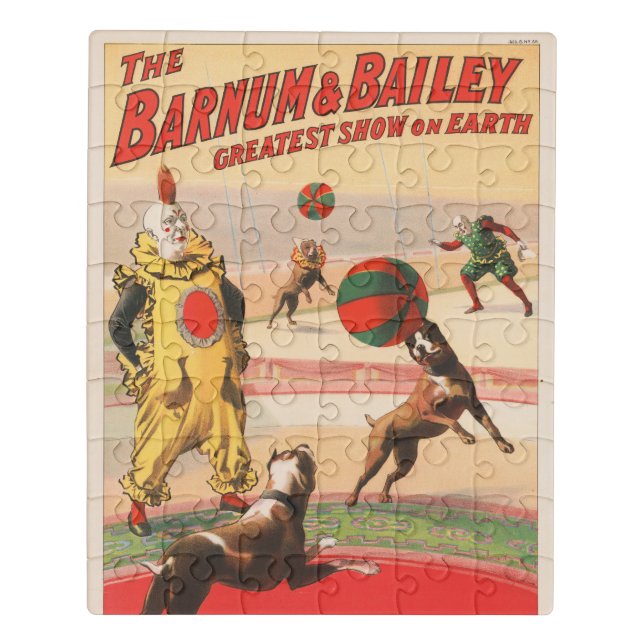 Circus Poster Showing Clowns With Performing Dogs Jigsaw Puzzle (Puzzle Vertical)