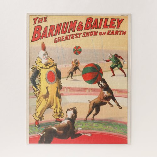 Circus Poster Showing Clowns With Performing Dogs Jigsaw Puzzle