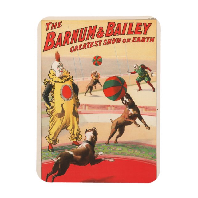 Circus Poster Showing Clowns With Performing Dogs Magnet (Vertical)
