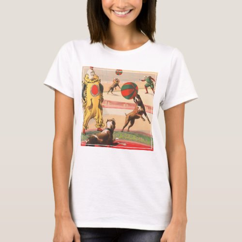 Circus Poster Showing Clowns With Performing Dogs T_Shirt