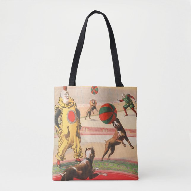 Circus Poster Showing Clowns With Performing Dogs Tote Bag (Front)