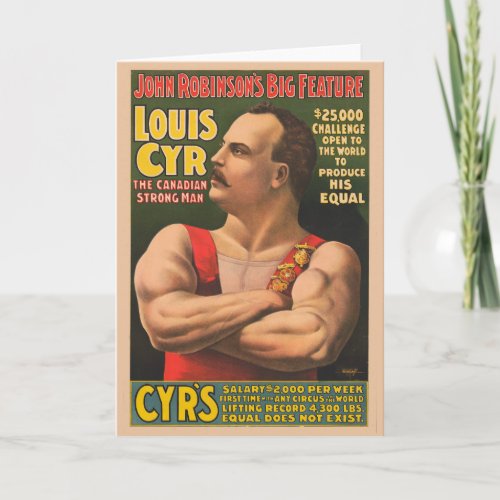 Circus Poster Showing Louis Cyr With Arms Crossed Card
