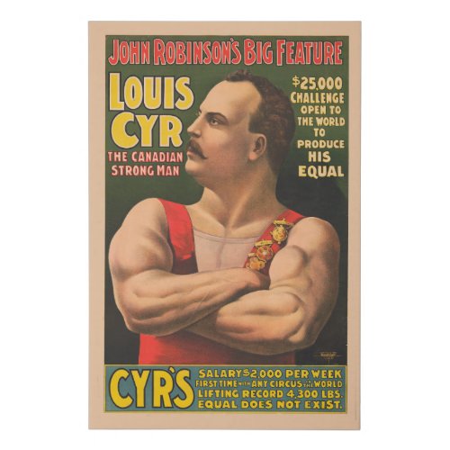 Circus Poster Showing Louis Cyr With Arms Crossed Faux Canvas Print
