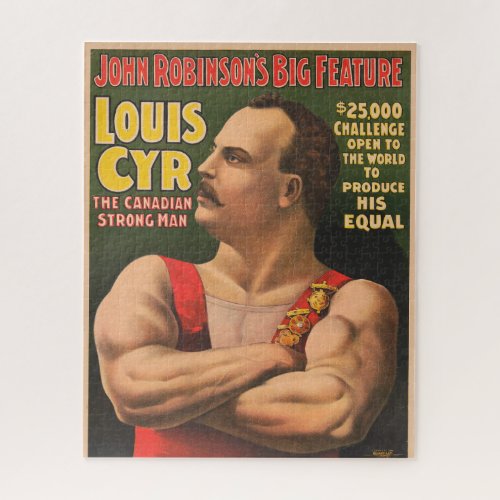 Circus Poster Showing Louis Cyr With Arms Crossed Jigsaw Puzzle