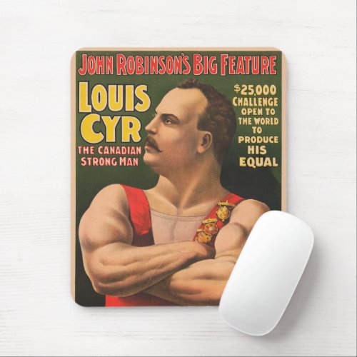 Circus Poster Showing Louis Cyr With Arms Crossed Mouse Pad