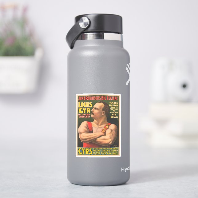 Circus Poster Showing Louis Cyr With Arms Crossed Sticker (HydroFlask)