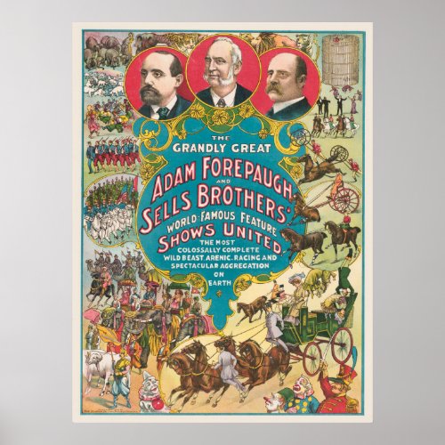Circus Poster Showing Many Circus Scenes
