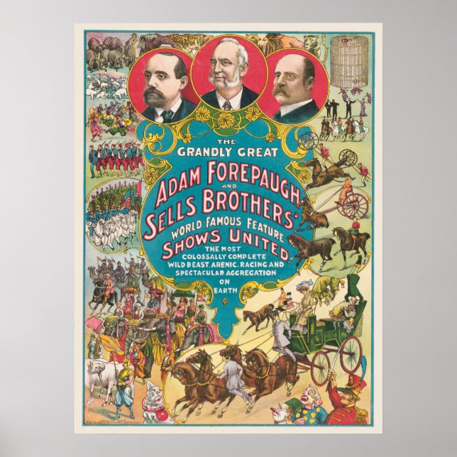 Circus Poster Showing Many Circus Scenes (Front)