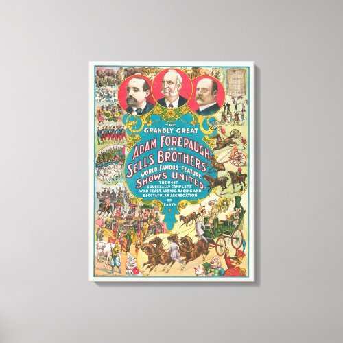 Circus Poster Showing Many Circus Scenes Canvas Print