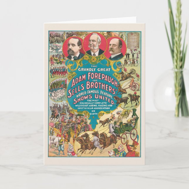 Circus Poster Showing Many Circus Scenes Card (Front)