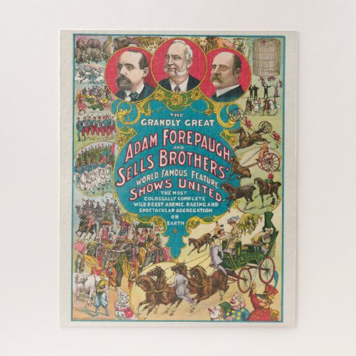 Circus Poster Showing Many Circus Scenes Jigsaw Puzzle