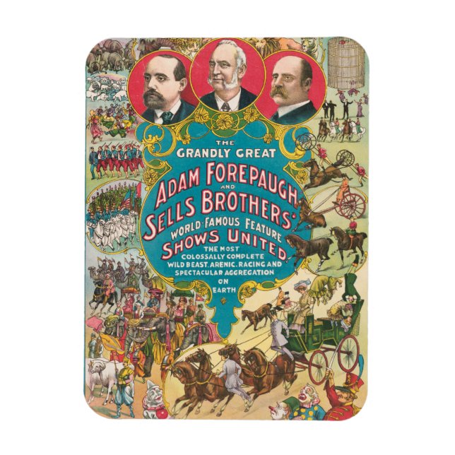 Circus Poster Showing Many Circus Scenes Magnet (Vertical)