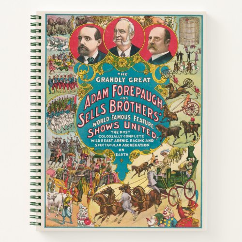 Circus Poster Showing Many Circus Scenes Notebook