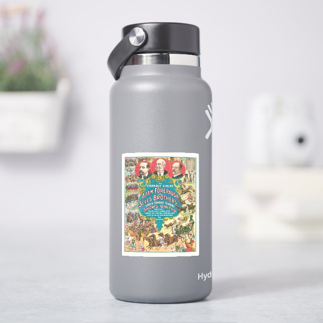 Circus Poster Showing Many Circus Scenes Sticker (HydroFlask)